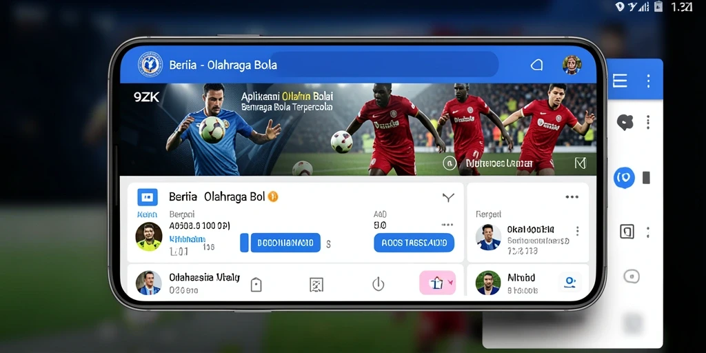 Tampilan antarmuka 9ZK yang intuitif untuk berita olahraga bola.