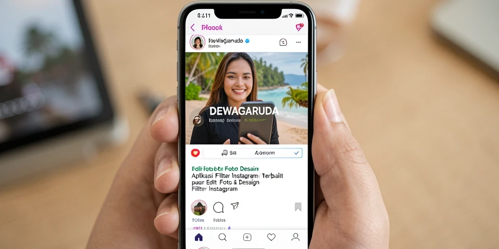 Tampilan antarmuka DEWAGARUDA saat mengedit foto dengan filter Instagram.
