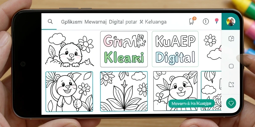 Tampilan antarmuka GAMERP dengan berbagai pilihan gambar untuk mewarnai.