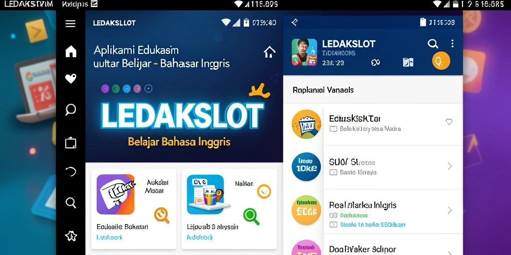 Tampilan antarmuka aplikasi LEDAKSLOT untuk belajar bahasa Inggris.