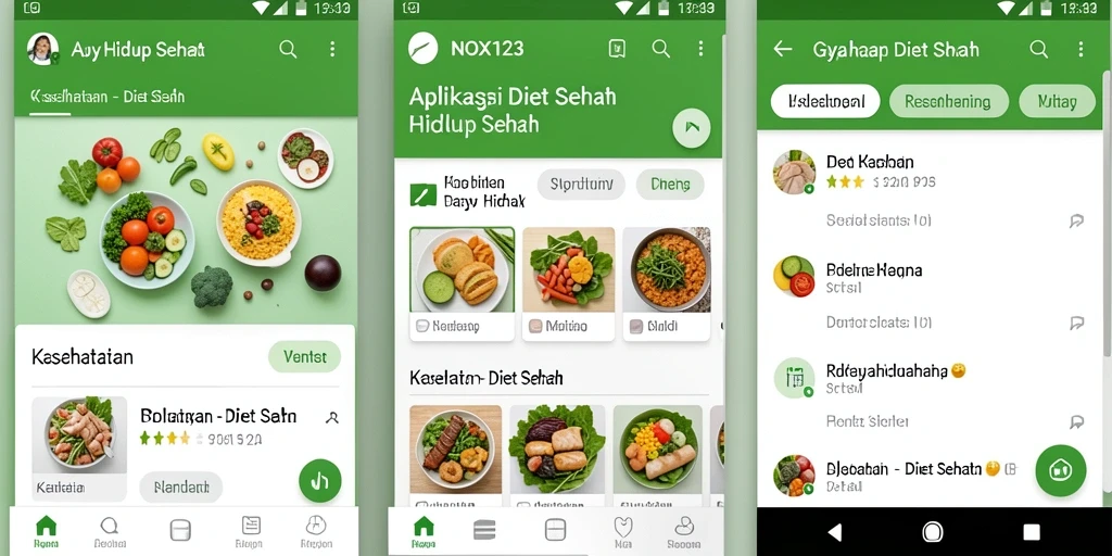 Tampilan antarmuka NOX123 yang sederhana dan menarik untuk Diet Sehat.