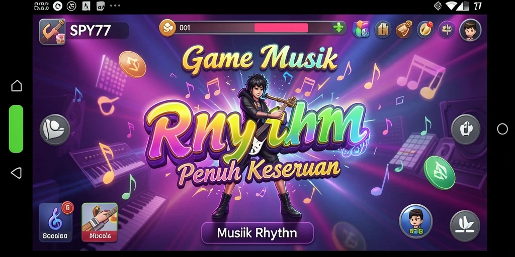 Tampilan antarmuka yang menarik dari game Musik Rhythm SPY77.